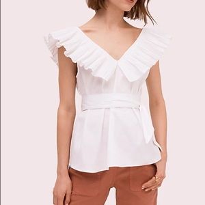 Kate Spade ruffle neck tie waist top NWT XL